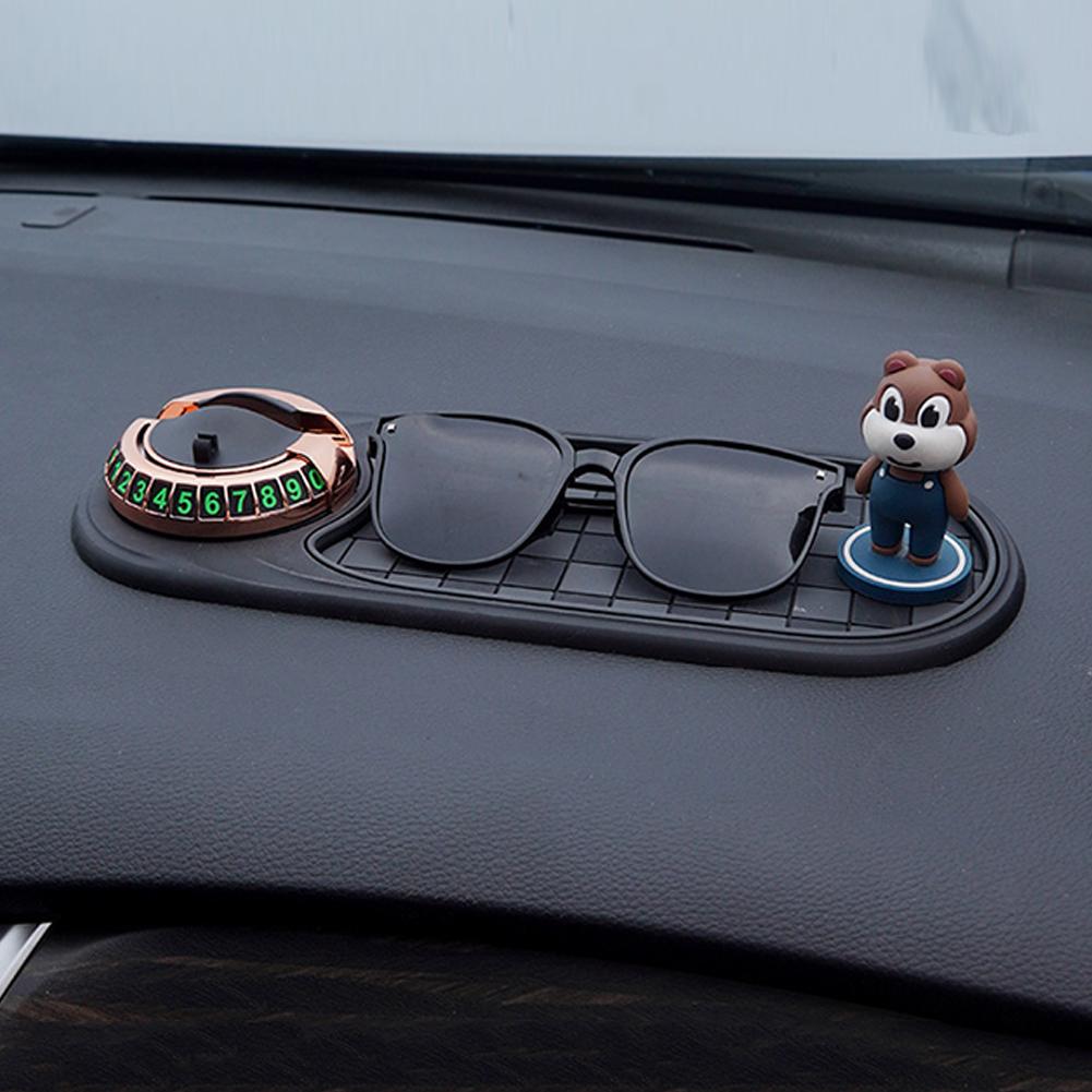 Multifunctional Car Anti-Slip Mat Mobile Phone Holder Car Dash Grip Pad Car Dashboard Storage Parking Number Plate