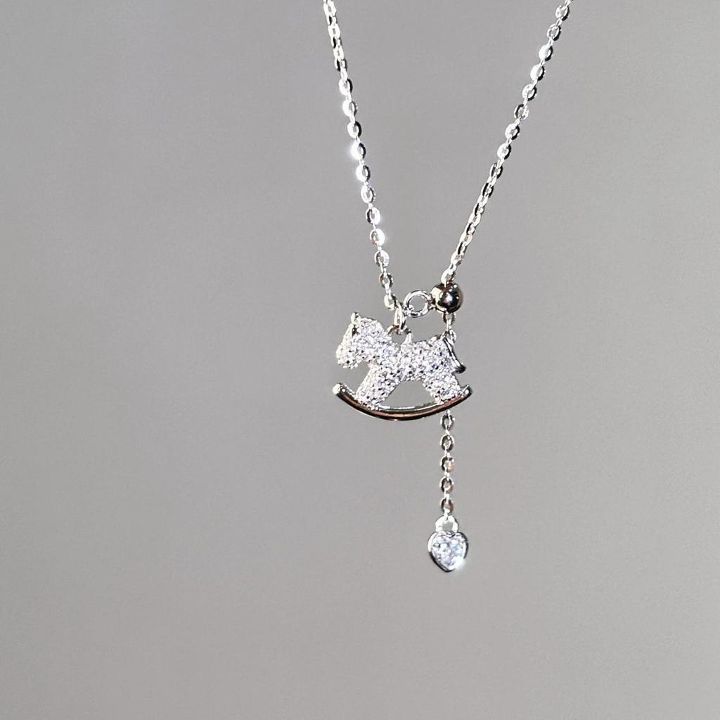 Korean Pony Necklace Women's Light Luxury Niche Design Collarbone Chain Love Pendant Jewelry Accessories Year of The Horse