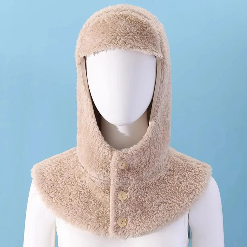 WTEMPO Autumn Winter Women's Windproof Cold-proof Warm Plush Hats Buttons Shawls Neck/Ear Protection Outdoor Cycling Skiing Faux Fur Hats