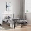 Vidaxl Struttura Letto in Metallo con Testiera e Pediera, Nera, 100X190Cm
