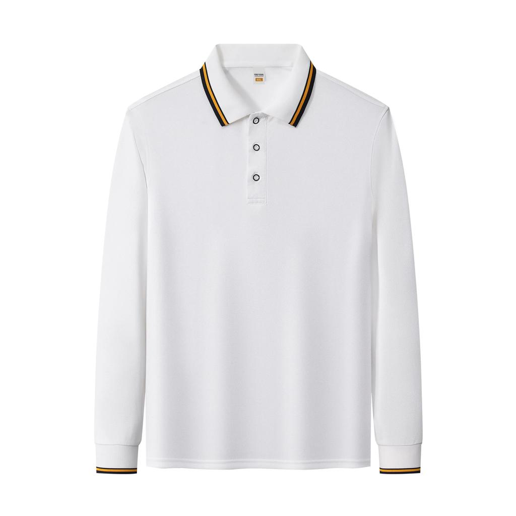 Męska koszulka polo casual slim z długim rękawem T-shirt odzież markowa biznesowa wysoka jakość jesień zima jednolity kolor oddychający top