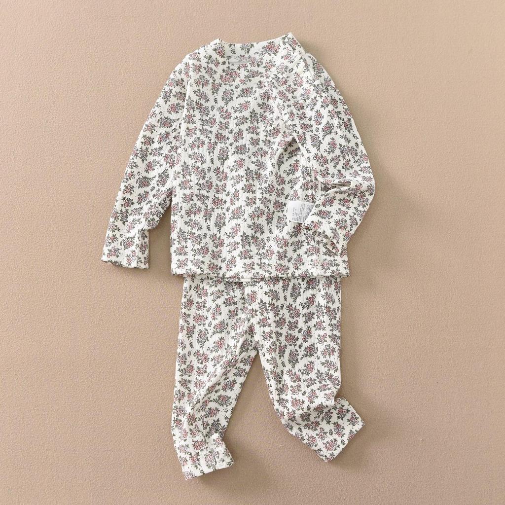 Children's Cotton Thermal Pajama Set - Long-Sleeved, Elastic, Cute, Fashionable, Versatile Autumn Wear