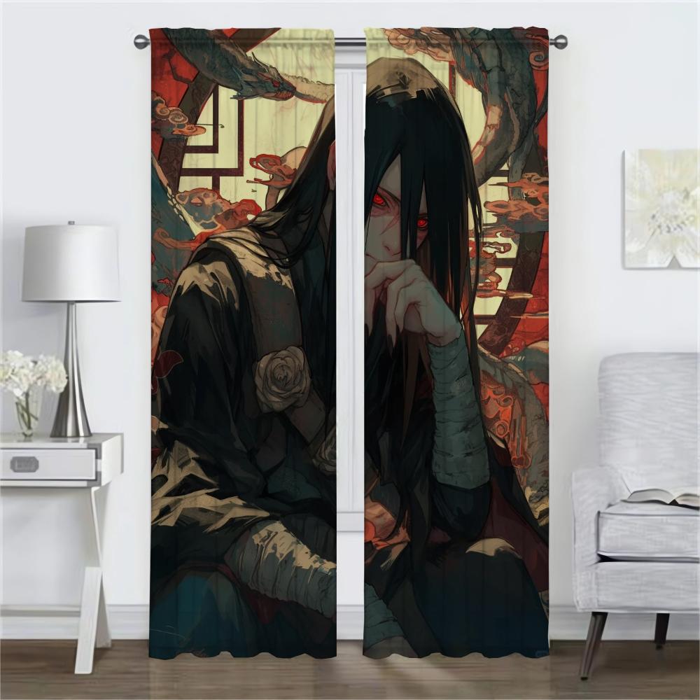 Set Of 2 Modern Narutos Curtains Tulle Bedroom Shades Window Curtain Living Room Blinds Partition Bug Resistant Polyester Ideal For Sitting