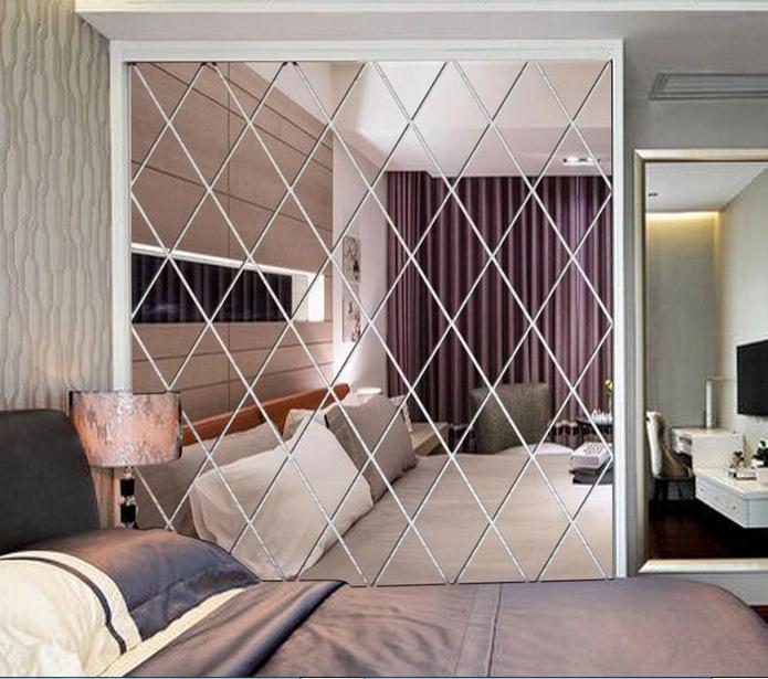 Ruit Patroon Acryl Wandspiegel Decoratieve Sticker