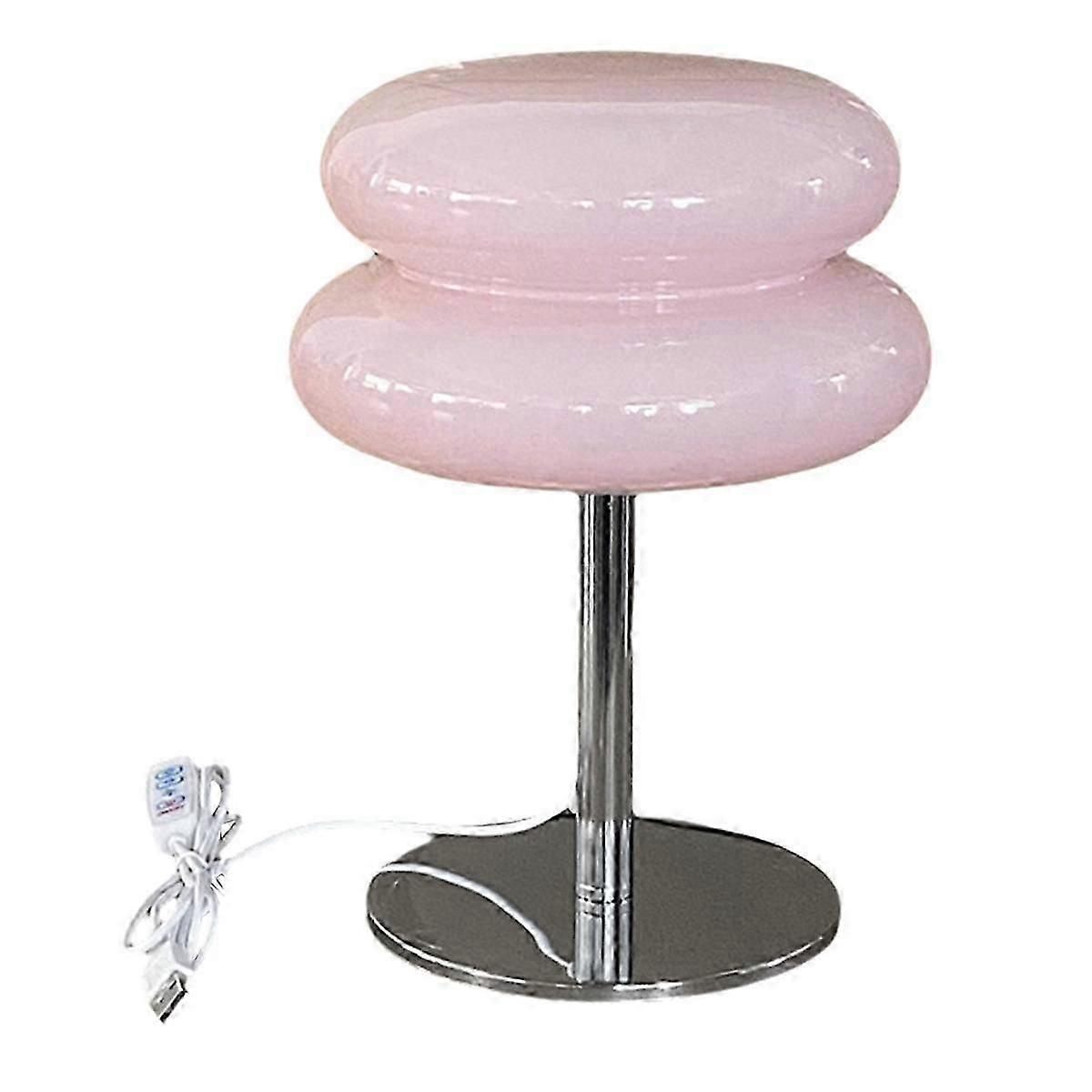 Retro Eierkuchen-Lampe Mid Century Modern Pilz-Lampe USB Schreibtischlampe Dreifarbig Dimmbar Wohnzimmer