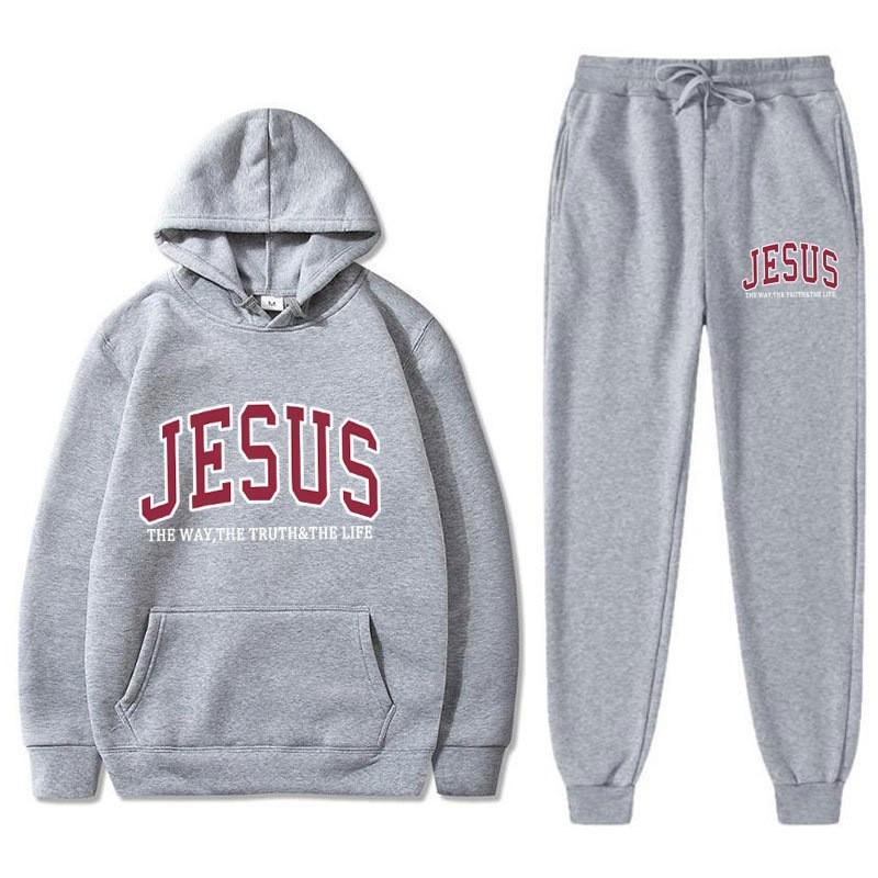 Letter Print Hoodie Sweatpants Set Men Women Casual Tracksuit Long Sleeve Sportswear
