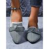 Women's Pointed Toe Flying Woven Loafers, Bow Decor Slim Fit Flat Shoes, Casual Slip On Daily Ladies Single Shoes