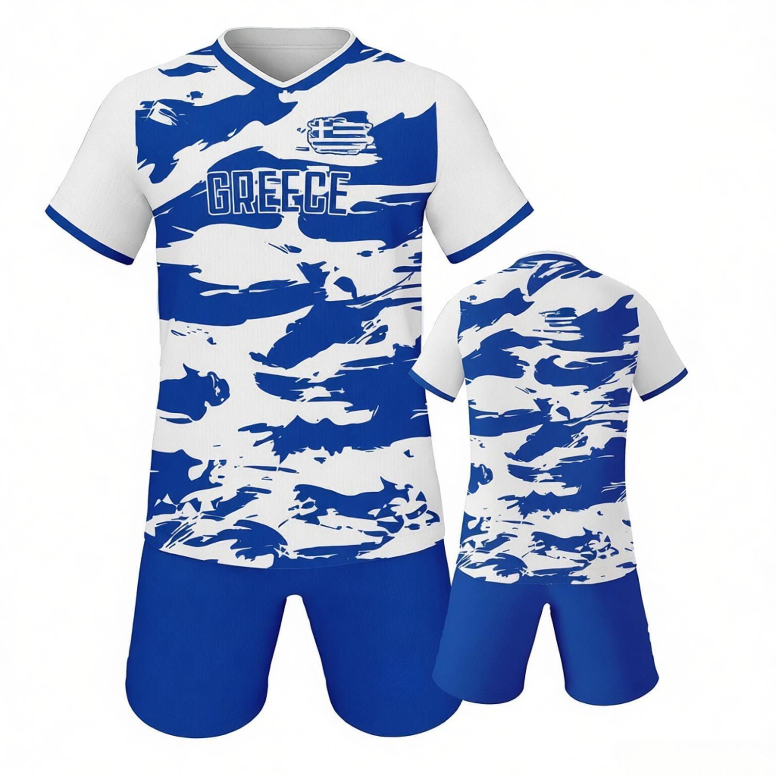 

Greece Football Jersey Soccer Kit Team Uniform Athletic Sportswear 3XL