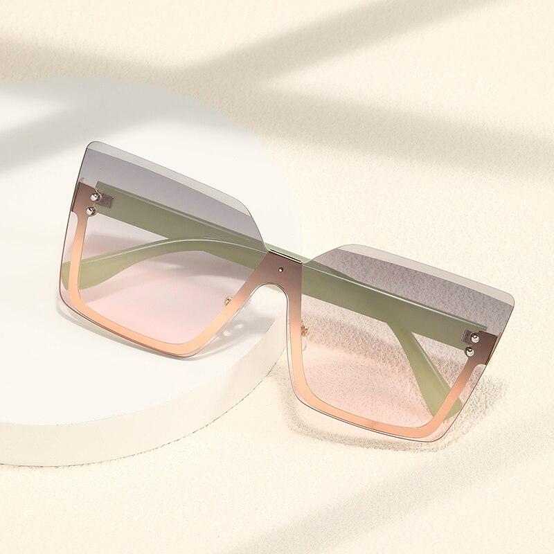 New Large Frame Frameless Gradient Women Fashion Sunglasses Trendy UV Protection