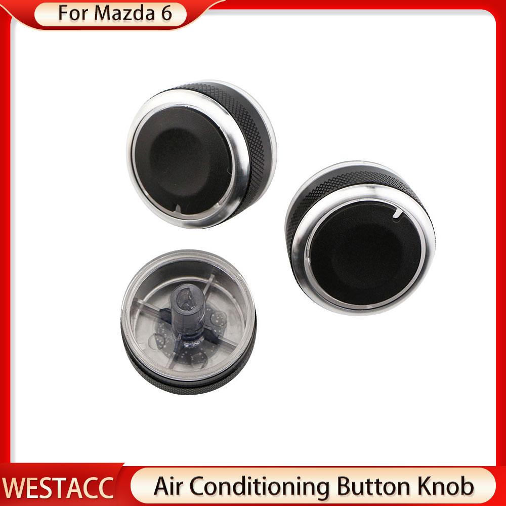 3Pcs/set Alumnium Alloy Car Air Conditioning Knob AC Heater Control Switch Button Knob for Mazda 6 2006 - 2015 Parts