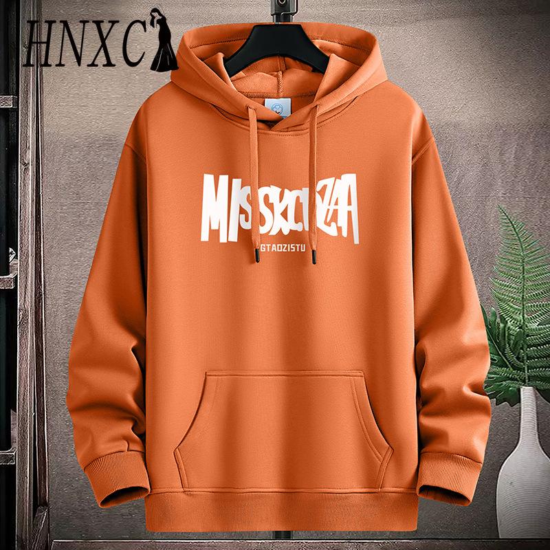 Мужская мода HNXC, повседневные однотонные толстовки с капюшоном и длинным рукавом с принтом M оранжевый