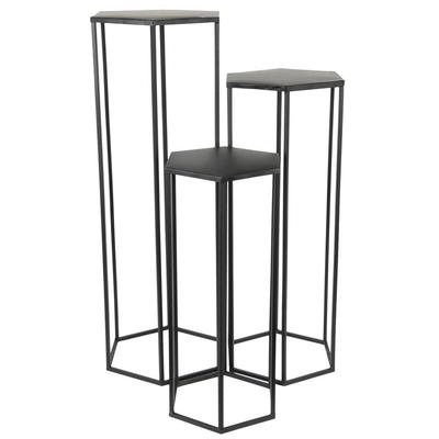 Set of 3 Black Metal Flower Stands