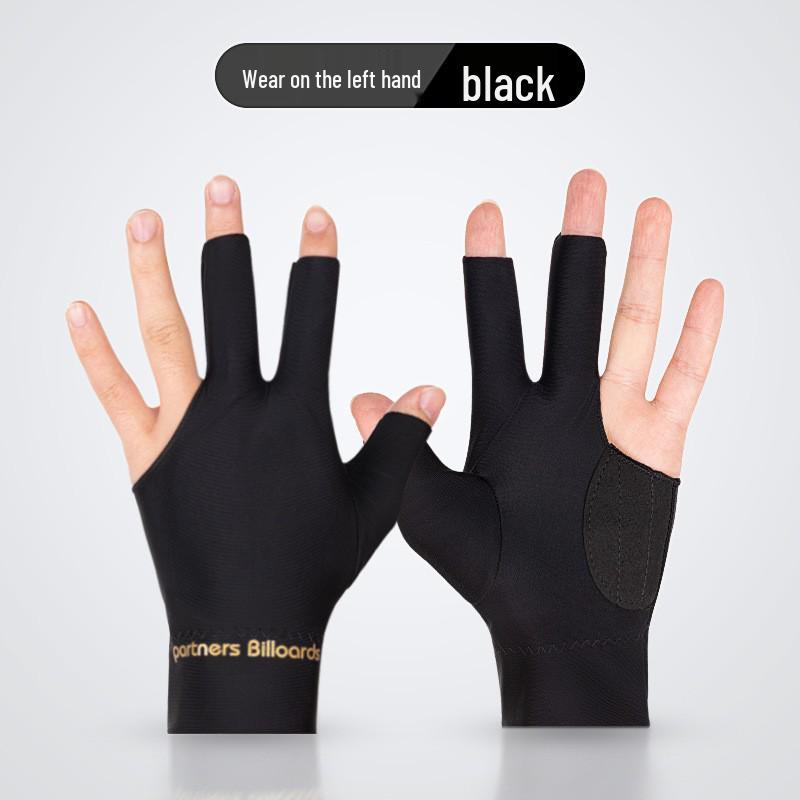 High Elastic Three-Finger Billiard Glove with Logo Print E18