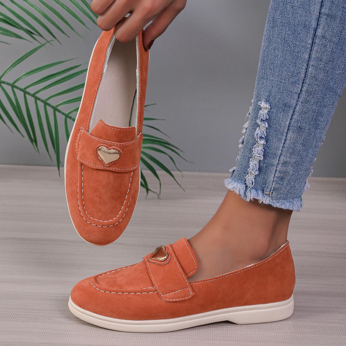 

Женские туфли на плоской подошве большого размера, замшевые туфли с круглым носком и низким верхом, туфли-лоферы на одну ногу 37 оранжевый