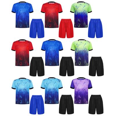 Kinder Jungen Sportbekleidung Set Kurzarm Sportshirt mit Shorts Loose Fit Sportanzug Trainingsanzug Fitness Sportbekleidung