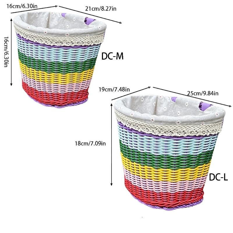 Handwoven Rainbows Bicycles Basket Nontoxic Rainbows Rope Children Bicycles Basket for Various Types Of Children's Bike
