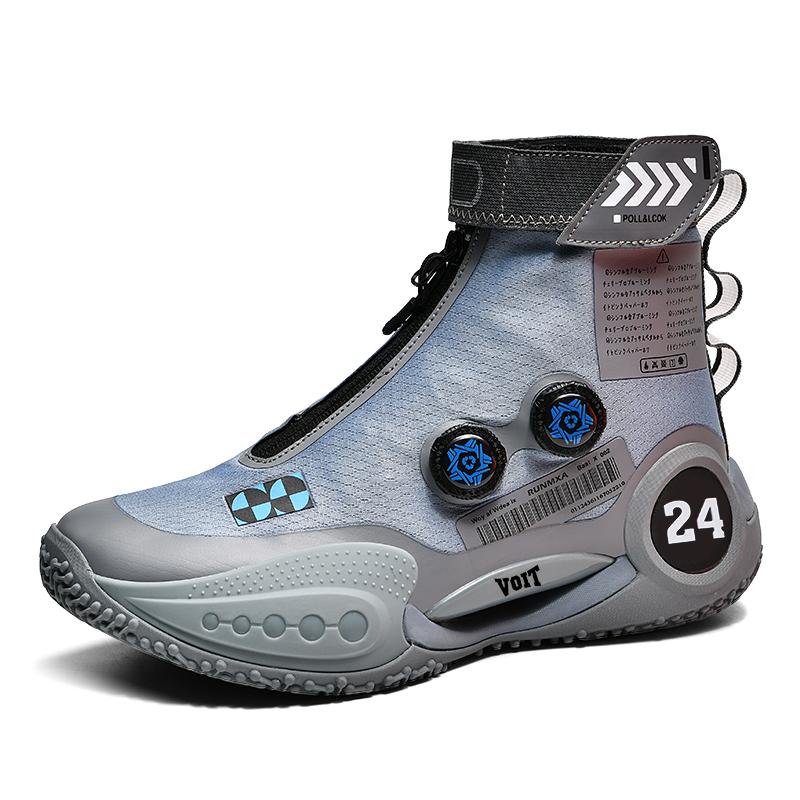 Zipper combat basketball shoes for men anti-slip cushioning 2025 new carbon plate technology high top youth sports shoes for men