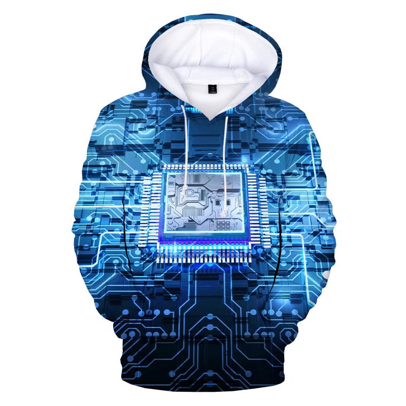 Electronic Chip Hoodie 3D Print Men Women Funny Hoodies Oversized Hoody Pullover Hip Hop Hooded Sweatshirts Kids Tops Clothing