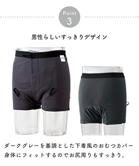 Made In Sofit Open Style Long Diaper Cover for Suitable for Incontinence and Urinary Size Japan Men's Adults, Leakage, L, Gray, H4066-L-00