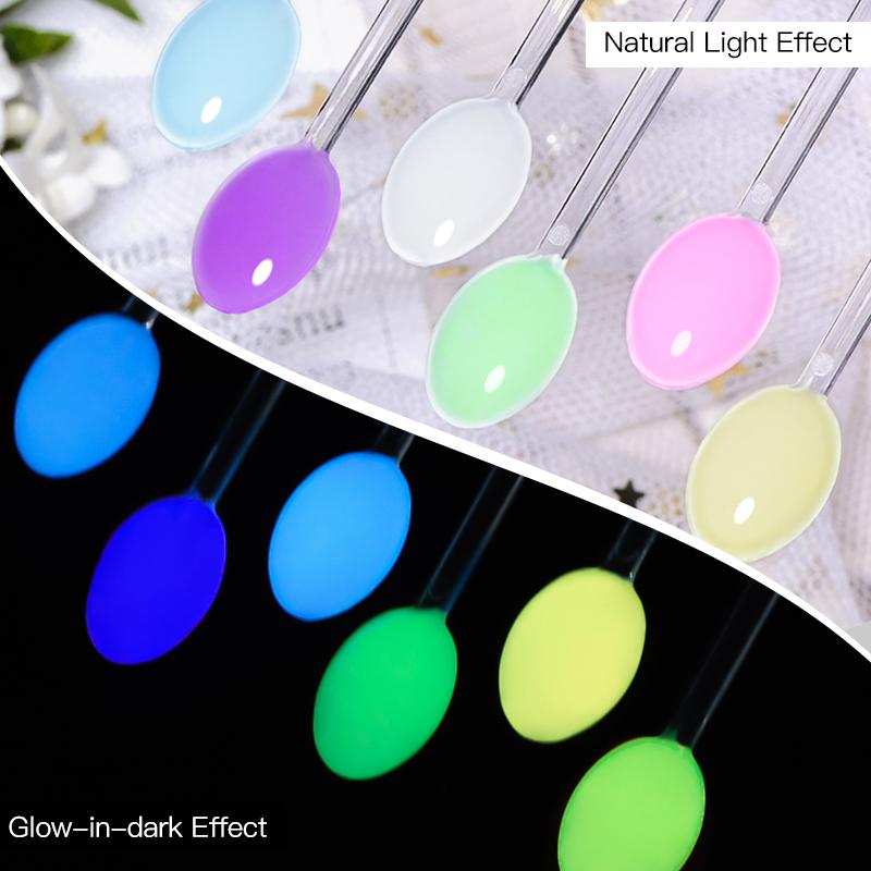 MTSSII 7ml Luminous Rubber Base Gel Odblaskowy brokatowy żelowy lakier do paznokci Świecący w ciemnym niebieskim zielonym błyszczącym cekinie Półtrwały lakier żelowy UV LED