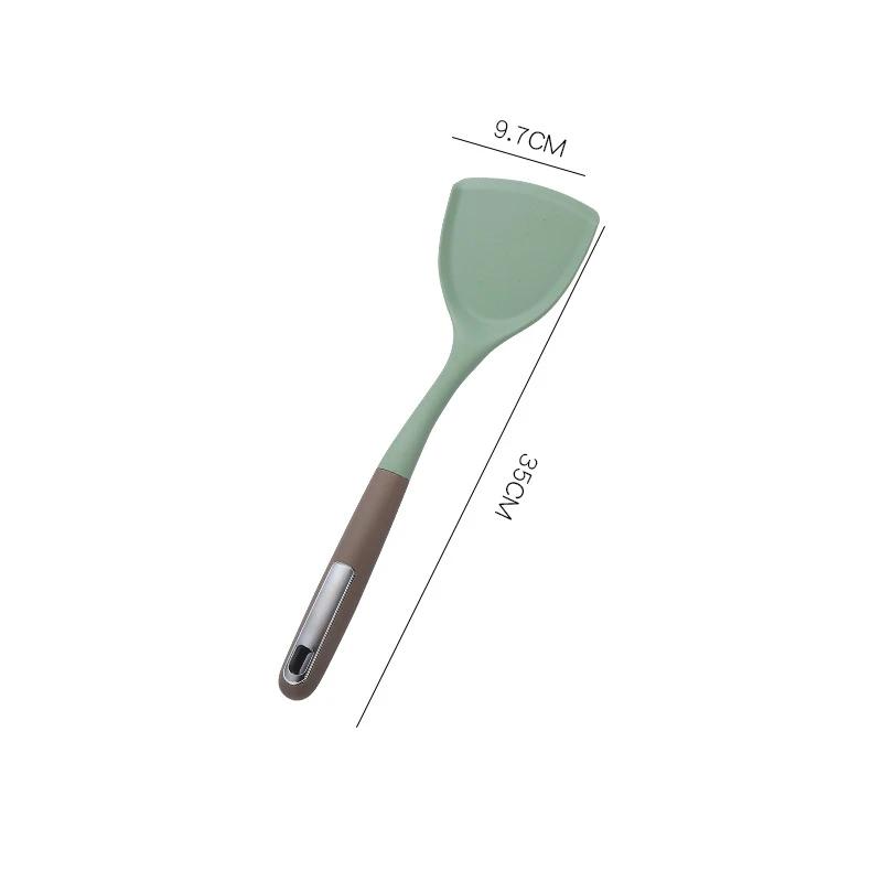 Non Stick Silicone Anti-Scald Spatula Long Handle Non-toxic and Odorless Soup Spoon Colander Household Cookware for Kitchen