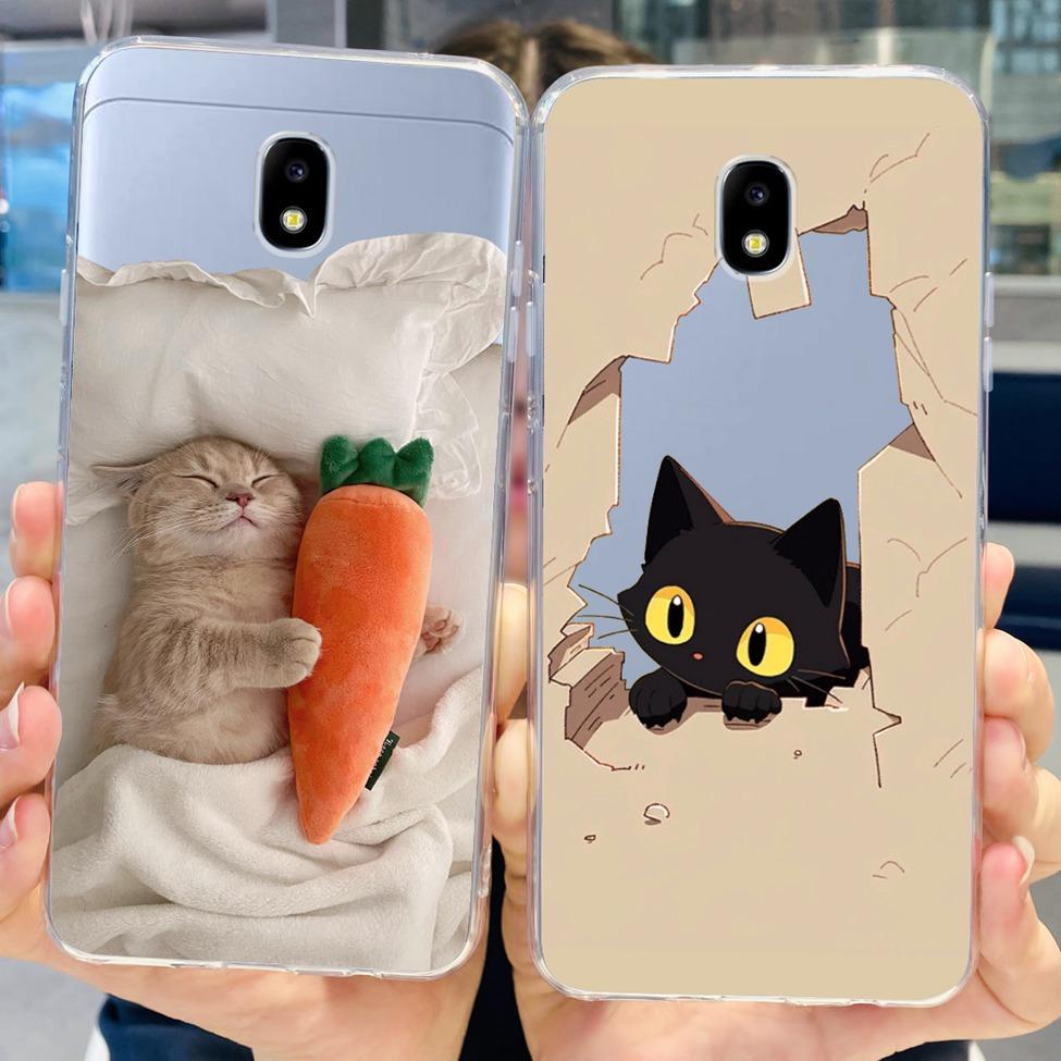 Case For Samsung J3 J5 J7 2017 Cover Cute Cartoon Cat Fashion Flowers Back Cover For Samsung Galaxy J7 2017 Phone Case