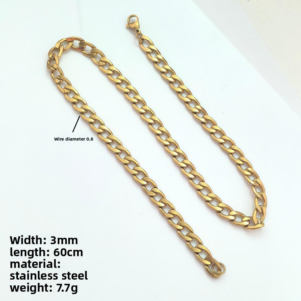 Stainless Steel Cuban Chain Necklace for Men European American Hip Hop Stainless Steel Fashion Jewelry