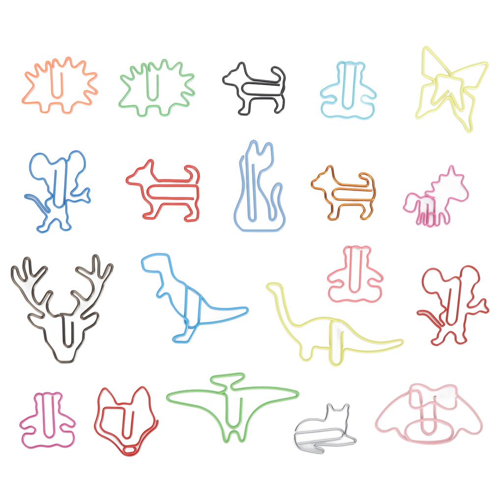 100pcs Animal Shaped Paper Clips Cute Funny Assorted Colors Metal Bookmarks Paper Clips for Books Notes
