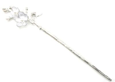 Miaomyao Single Japanese Hair Cubic Cherry Silver Hair Accessory [Miaomyao] Hairpin, Hairpin, Style, Tomesode, Ornament, Metal, Antique, Zirconia,