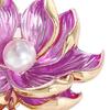 Yousheng Women Brooch Lotus Flower Shape Faux Pearl Decor Contrast Color Realistic Flower High-end Luxury Lady Party Prom Clothes Pin Jewelry Decor