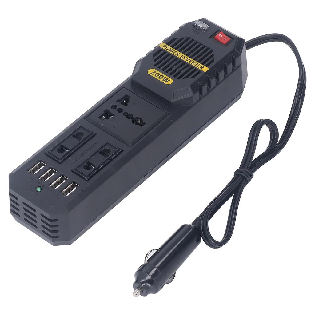 Car Power Inverter 200W 12V to 220V PWM Modified Sine Wave Adapter Converter with 4.1A USB Ports