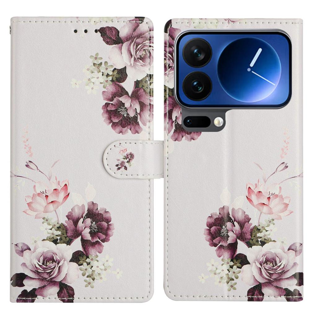 For Xiaomi 17 Pro Max Case Pattern Printing Wallet Stand Flip Leather Phone Cover with Strap