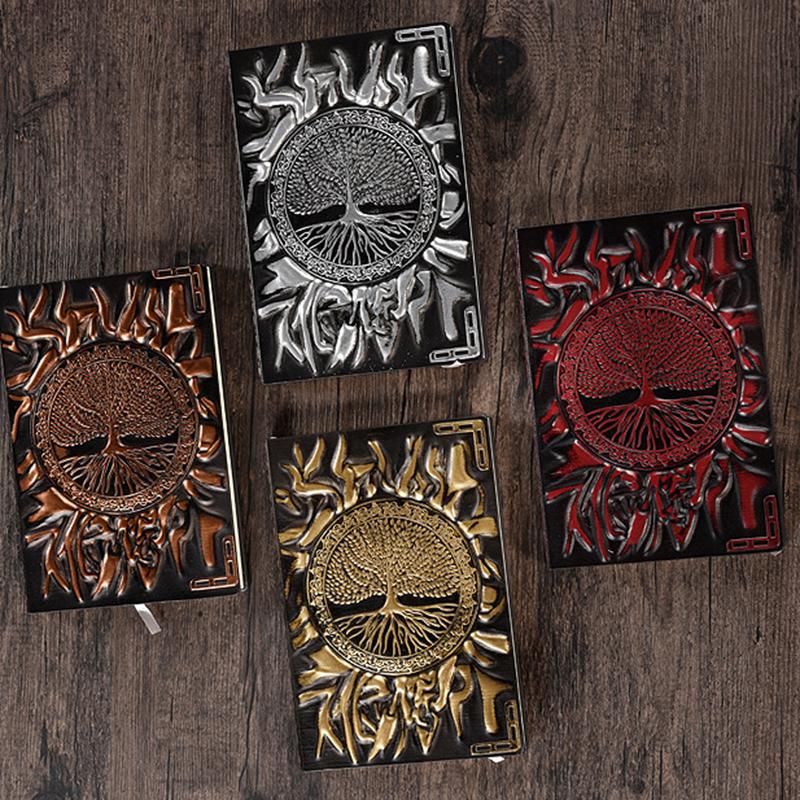 Retro Notepad A6 Notebook PU Creative Embossed Diary Handbook Korean Stationery Student School Office Writing Book 13.7x10x2cm