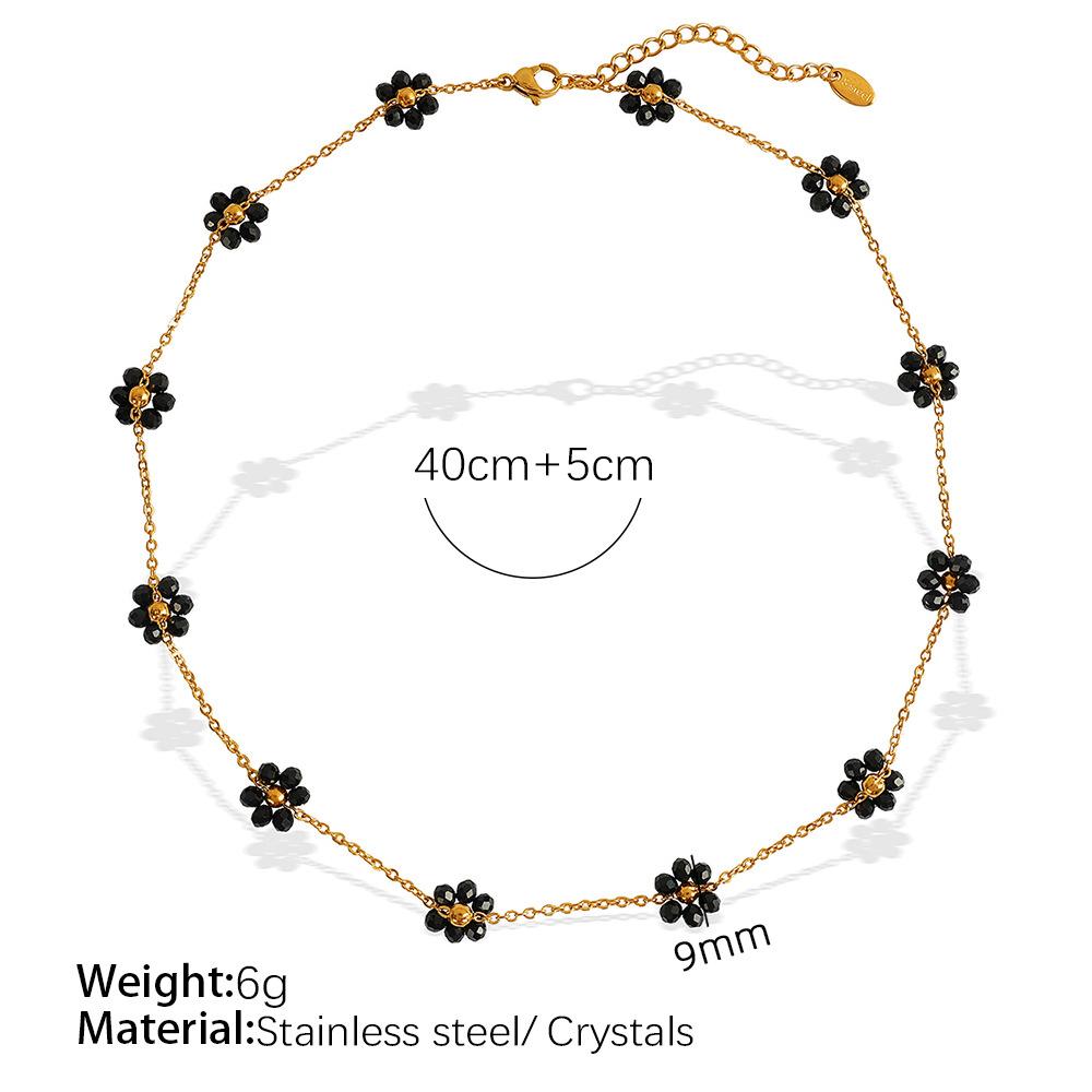 Diy Jewelry Crystal Necklace Summer Cute Colored Crystal Woven Flower Handmade Chain Jewelry Woman