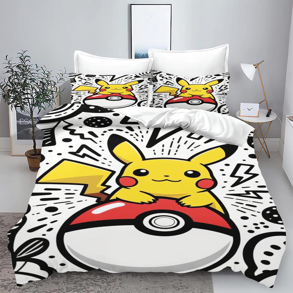 PokéMon Tuya Anime Home Bedroom Comforte Nordic Polyester Material Suitable for Children and Adults 3-piece Set