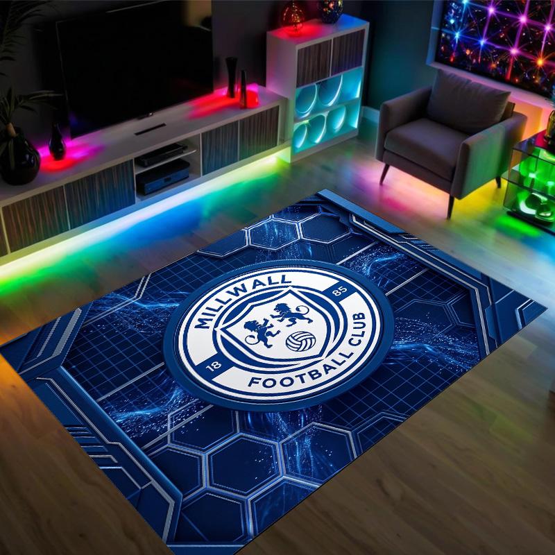 Millwall Football Design Crystal Velvet Carpet Cozy Non?Slip Printed Rug For Bedroom Living Room Entrance
