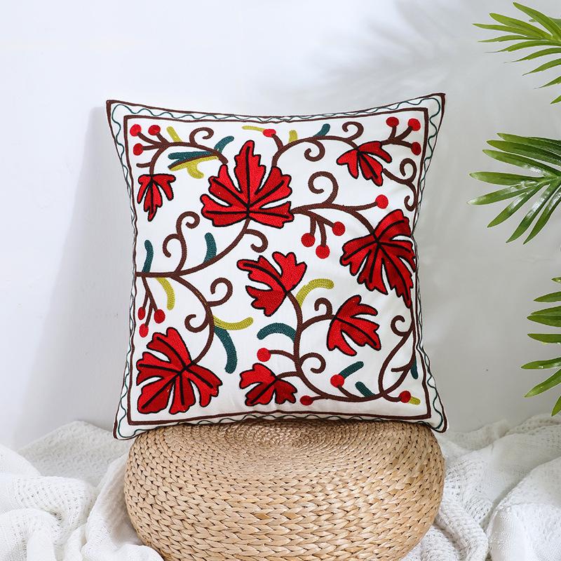 Ins Floral Embroidery Pillow Case Living Room Sofa Decoration Flower Bedroom Bedside Pillow