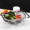 Sink Drain Basket Stainless Steel Mesh Strainer with Telescopic Double-Ear Handle Sink Basket Large Capacity Kitchen Colander for Washing And Draining