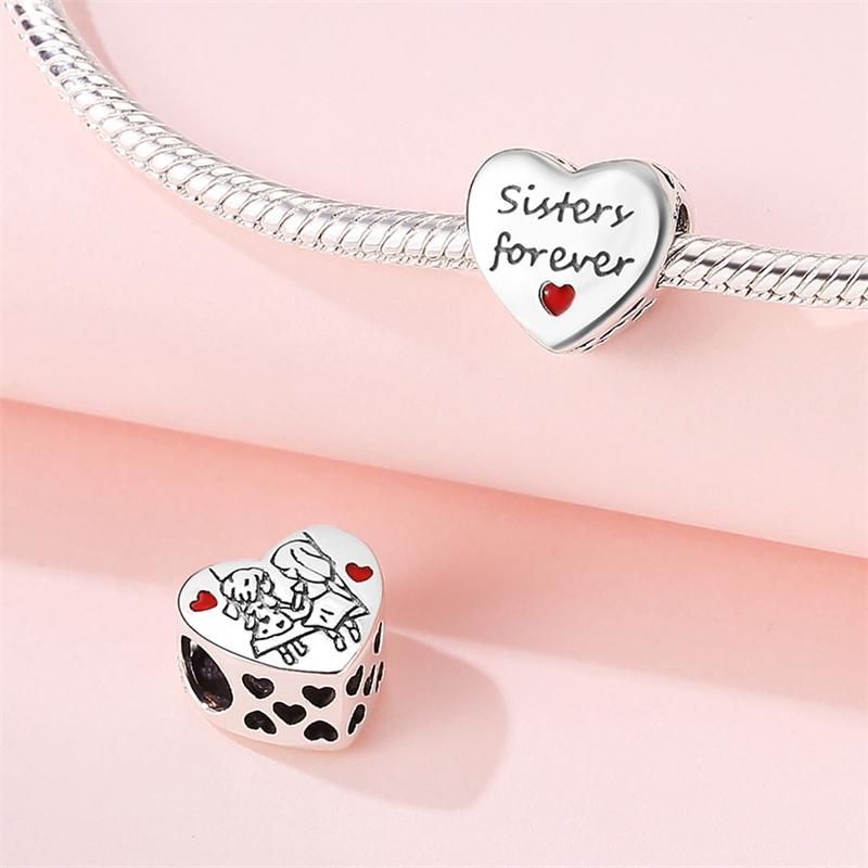 Charms Real Copper Fit Fine Original Bracelet Family Love Friendship Beads Diy Fine Jewelry Gifts Making