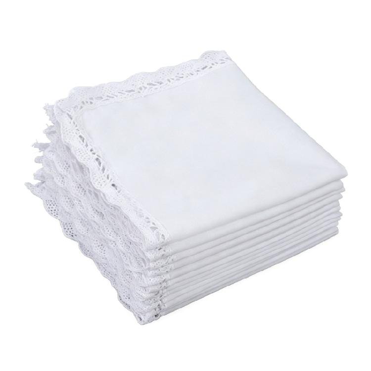 Classical White Handkerchief Multipurpose Cotton Handkerchiefs Decorative Lace Edging Suitable for Different Ages