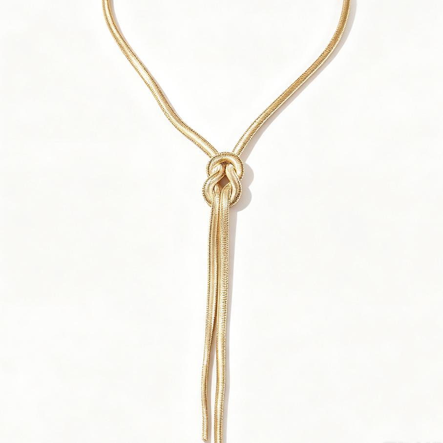 INS-Stil Europäisch/Amerikanische Mode Goldene Quaste Schlangenkette Halskette mit Unregelmäßigen Doppelringen