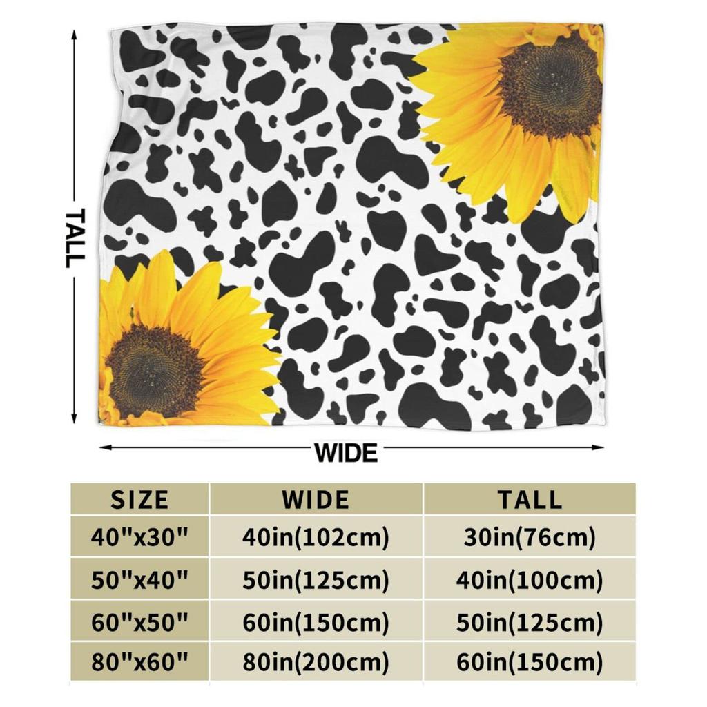 Sunflower-colored cow milk Printed Blanket for Sofa Bed Travel Camping Living Room Office Conditioning Blanket