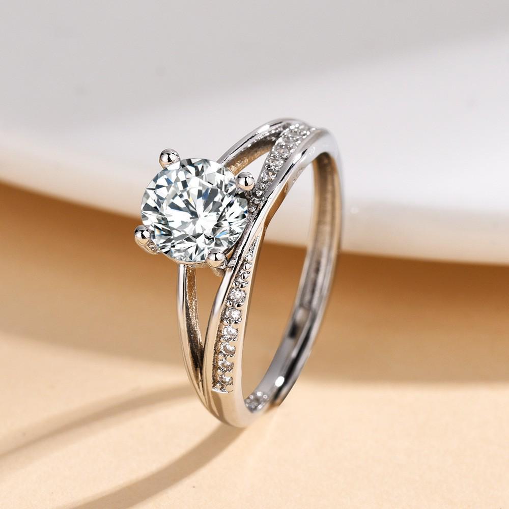 TikTok Influencer Inspired Moissanite Six-Prong Wedding Ring for Women - One Carat Jewelry