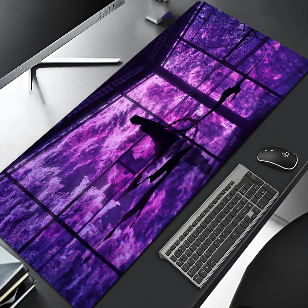 Genshin Impact Raiden Shogun Mouse Pad Edge Big Gaming Locking Music Computer Gamer Large Rubber Art Mousepad Laptop Desk Mat