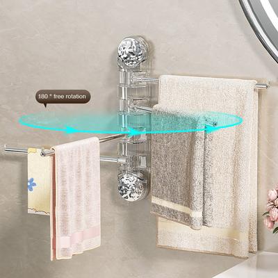 Towel Rack with Rotatable Swing Arm Suction Cup Design Simple Installation Wall Mounted Bathroom Towel Hanger Organizer