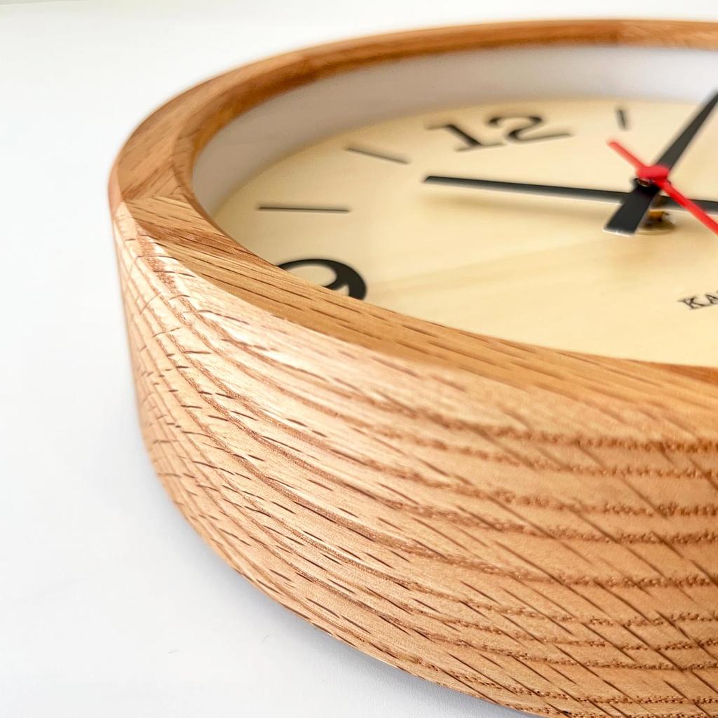 KATOMOKU Muku Clock 20 Oak Wall Clock with Continuous Second Hand km-136OA 220mm (Quartz Clock)