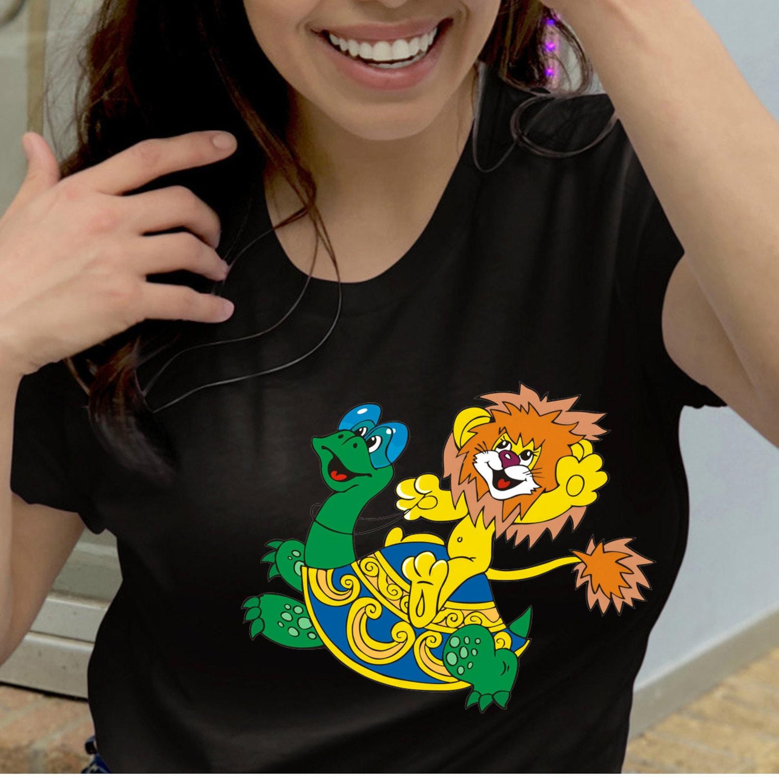 Vintage 1974 Soyuzmultfilm T shirt, How the Lion Cub and the Turtle Sang a Song Inspired Shirt, Soviet Russian Cartoon Gift, Lion Tee 2XL