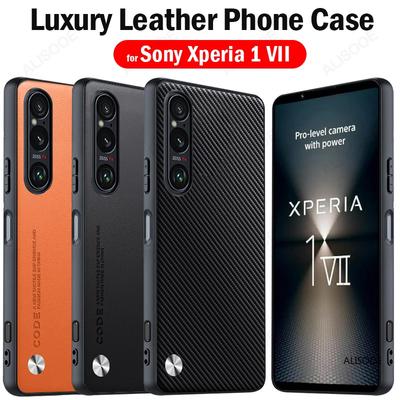Wstrząsoodporne etui dla Sony Xperia 1 VII Luksusowe etui ochronne na telefon z teksturą włókna i PU-skóry dla Sony Xperia1 VII Capa