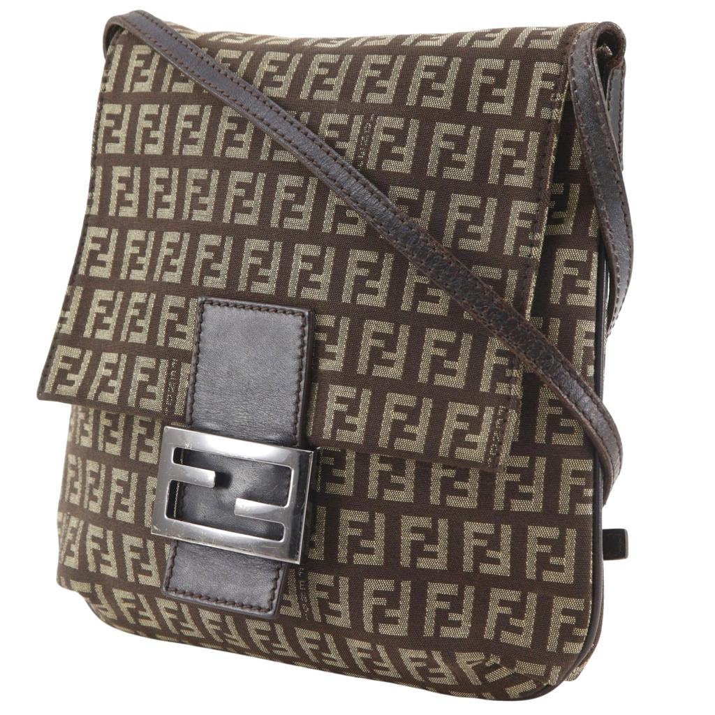 FENDI Zucchino Shoulder Bag 8BT075 Brown canvas Women Used