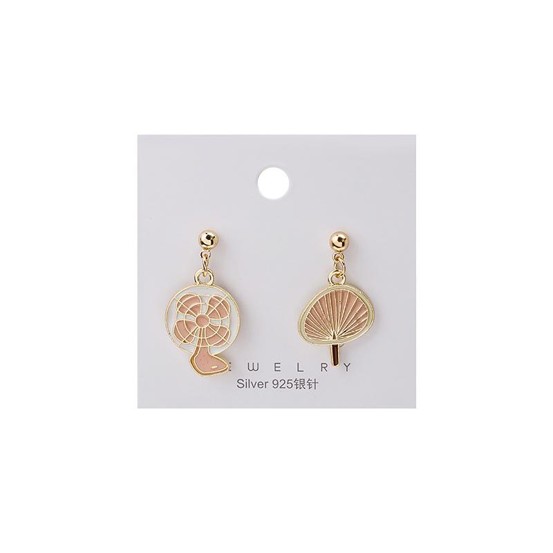 Cartoon Cute Asymmetrical Creative Crab Hot Pot Cloud Fan Earrings Female